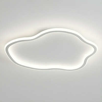 Modern LED Flush Mount Ceiling Light Fixture with White Iron Shade