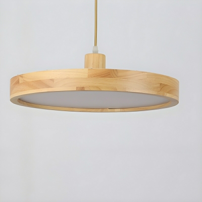 Modern Wood Pendant Light with Adjustable Hanging Length and Round Canopy Shape