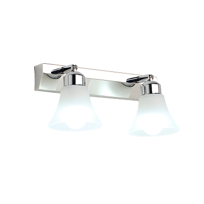 Stainless-Steel Straight Vanity Light with Frosted Glass Shade & LED Option
