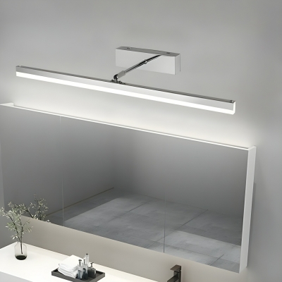 Stylish Silver Linear Vanity Light with Energy-efficient LEDs and Ambient White Shade
