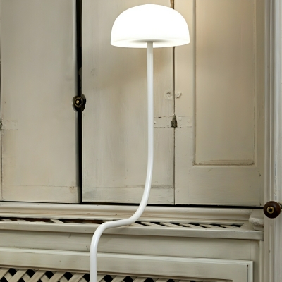 White Aluminum Dome Floor Lamp with Plug In Electric Power Source for Illuminating your Home