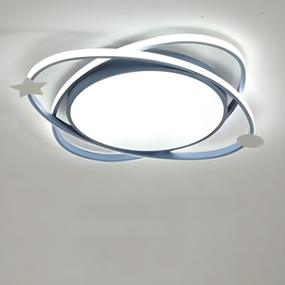 Acrylic Flush Mount LED Bulb Ceiling Light with White Shade for Kids Room