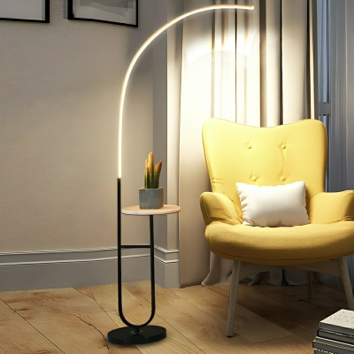 Contemporary Black Arc Floor Lamp with Iron Shade and Foot Switch for Residential Use