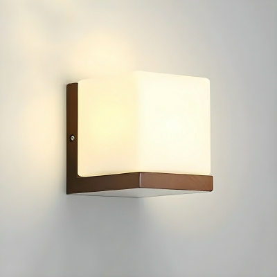 Elegant Wood and Clear Glass 1-Light Wall Lamp with White Shade
