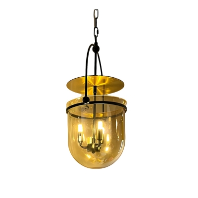 Industrial Chandelier with Clear Glass Shades and Adjustable Hanging Length in Metal