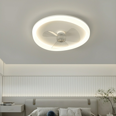 Modern Ceiling Fan with Remote Control, Stepless Dimming, and LED Bulb - Flushmount Design