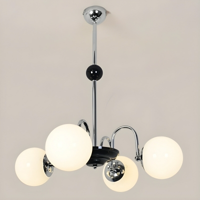 Modern Clear Glass Globe Chandelier with LED Bulbs and Adjustable Hanging Length