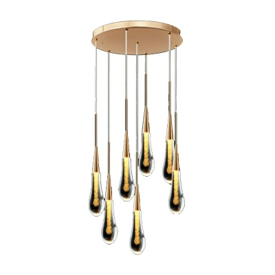 Modern Gold Crystal Pendant with Adjustable Hanging Length and Round Canopy