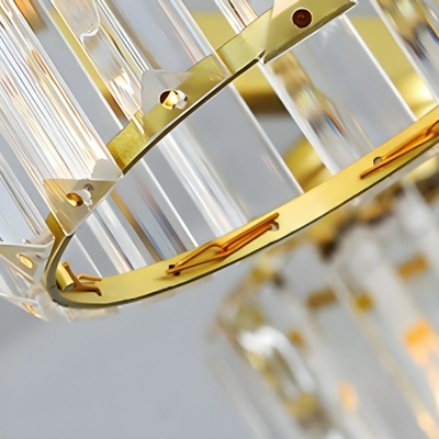 Modern Metal Chandelier with Clear Crystal Shades and Downward Light