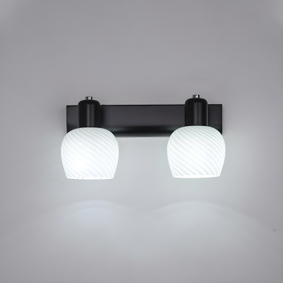 Modern Straight Metal Mirror Headlight with White Glass Shade & LED/Incandescent/Fluorescent Lighting