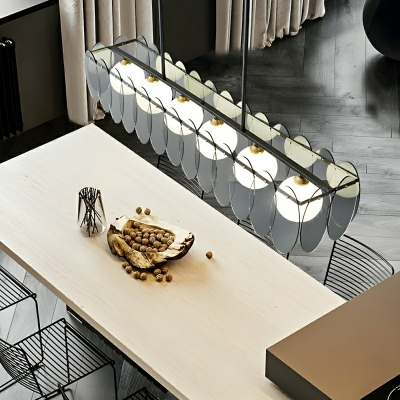 Modern White Glass Globe Island Light - Elegant Bi-pin Pendant for Residential Use