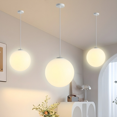 Modern White Metal Pendant Light with Adjustable Hanging Length for Residential Use