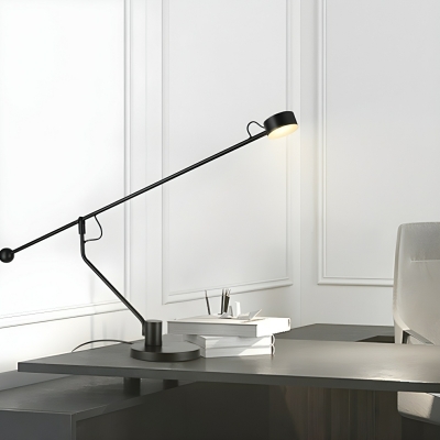 Sleek Black Metal LED Table Lamp with Adjustable Height and Warm Light
