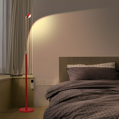 Adjustable Height Red Dome Shade LED Bulb Floor Lamp with Remote Control Dimming for Modern Home