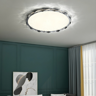 Elegant Crystal Circle Flush Mount Ceiling Light with LED Bulbs
