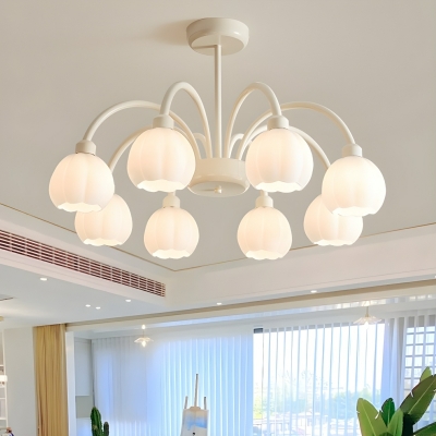 Geometric Modern Chandelier with White Glass Shades for Living Room