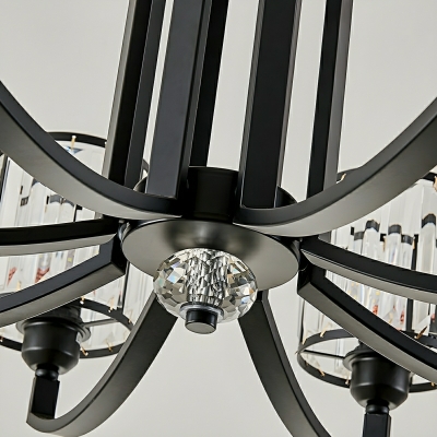 Gorgeous Black Crystal Chandelier with Wheel Shape and LED Light for a Chic Industrial Ambience