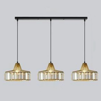 Modern Geometric Pendant with Clear Crystal Shade and Adjustable Hanging Length