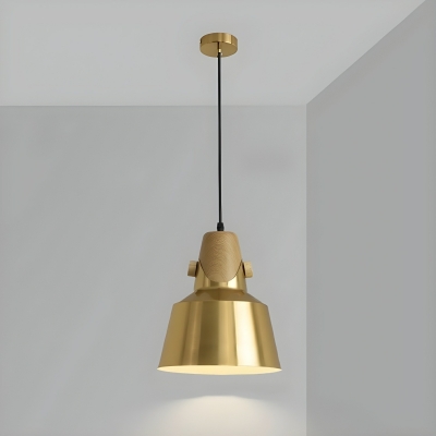 Modern Gold Pendant Light with Adjustable Hanging Length and Round Canopy