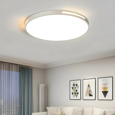 Modern LED Cast Iron Flush Mount Ceiling Light with White Shade