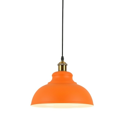 Modern Orange Pendant Light with Round Canopy and Iron Shade