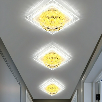 Modern White Crystal Flush Mount Ceiling Light with LED Bulbs - Perfect for 35-40 year-old Women