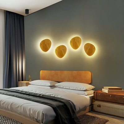 Modern Wood Wall Lamp with Yellow Light and Solid Wood Shade