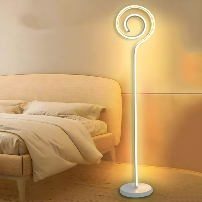 Sleek White Ceramic Base Modern Floor Lamp with LED Bulb and Foot Switch