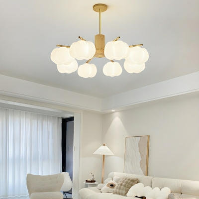 Modern Gold Geometric Chandelier with White Resin Shades and Direct Wired Electric