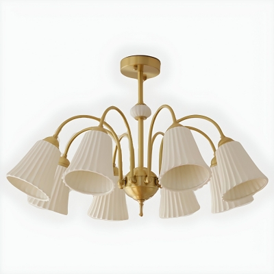 Modern Ceramic Chandelier with White Shades and Direct Wired Electric Power Source