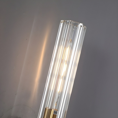 Modern Clear Glass Gold Bi-pin Wall Sconce with Upward Shade Direction for Residential Use