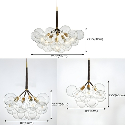Modern Globe Chandelier with Clear Glass Shade, Direct Wired Electric, LED Compatible