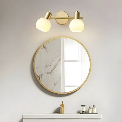 Modern Gold Straight Glass Vanity Light with Clear LED Globe Down Direction