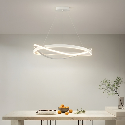Contemporary LED Metal Chandelier Ambient Lighting, Adjustable Hanging