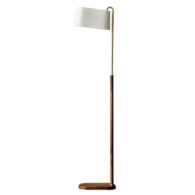 Contemporary Wood Floor Lamp with LED Bulb and White Rectangular Shade