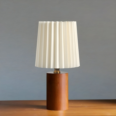 Elegant Wood Modern Table Lamp with White Fabric Barrel Shade for Beautiful Ambiance