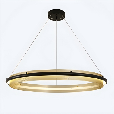 Geometric Modern Chandelier with Beige Shades, LED Bulbs, and Adjustable Hanging Length
