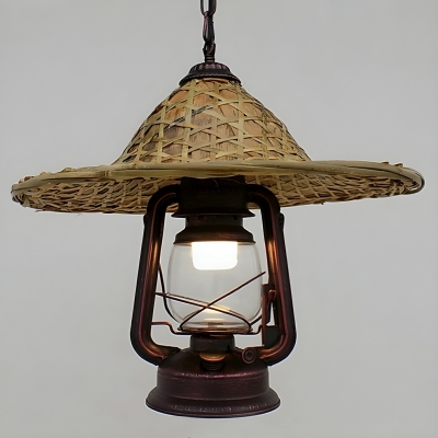 Industrial Metal Pendant Light with Clear Glass Shade, Adjustable Hanging Length and Round Canopy