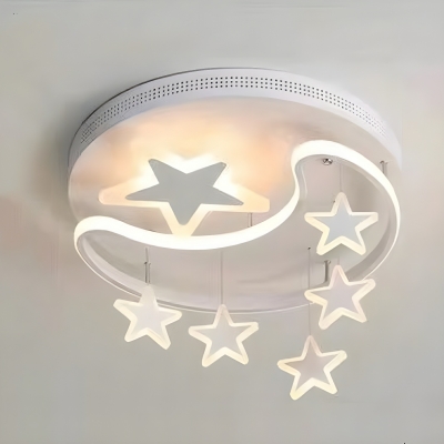 Modern 7-Light Semi-Flush Mount Ceiling Light - White Acrylic Shade for Residential Use