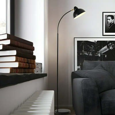 Modern Black Metal Floor Lamp with LED Lighting and Foot Switch