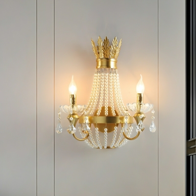 Modern Gold Hardwired LED Wall Sconces with Clear Crystal Elements