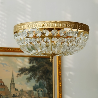Modern Gold LED Flush Mount Ceiling Light with Clear Glass Shade