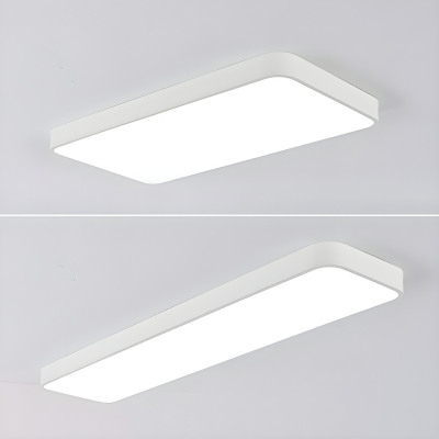 Modern LED Bulb Rectangular Flush Mount Ceiling Light with White Acrylic Shade