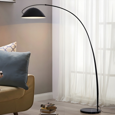 Modern Metal Floor Lamp with Dome Shade (Black) - Ideal Lighting for Residential Use