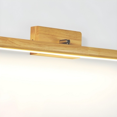 Modern Single Light Wood Vanity - Straight Design with White Acrylic Shade & LED Locale