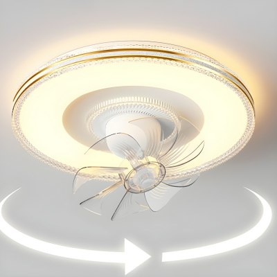 Modern White Ceiling Fan with Stepless Dimming Remote Control & Clear Acrylic Blades