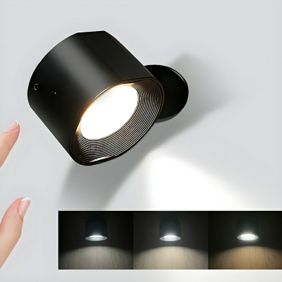 Rechargeable RGB Touch Wall Lamp with Black Plastic Shade - Modern Style LED Bulbs