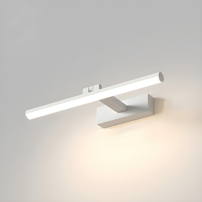 Sleek Straight Metal Vanity Light with Integrated LED and Ambient White Aluminum Shade