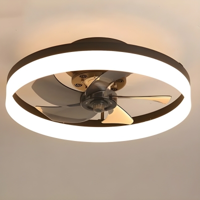 Black Metal Flushmount Ceiling Fan with Remote Control, Modern Style and ABS Plastic Blades