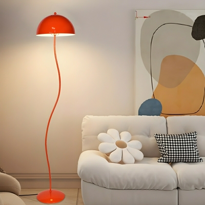 Contemporary Metal Dome Floor Lamp with Foot Switch and LED Light